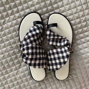 Tory Burch Selby Scarf Sandal Gingham B&W (new!)